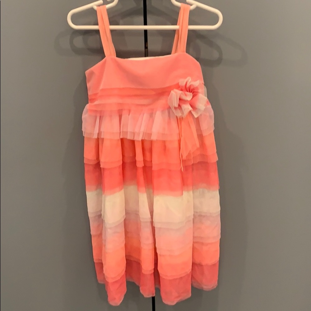 tooled kids pink layered dress